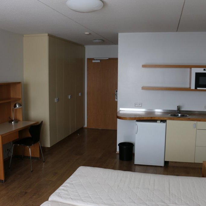 Séð yfir herbergið - fataskápar