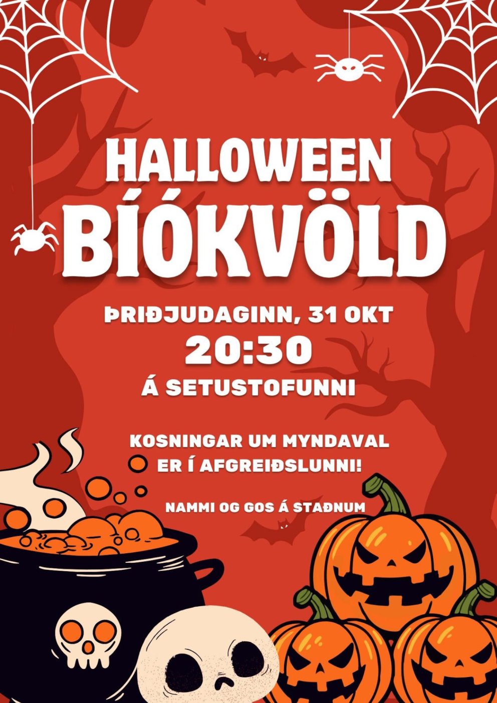 Halloween bíókvöld á Hrekkjavökunni 31. október
