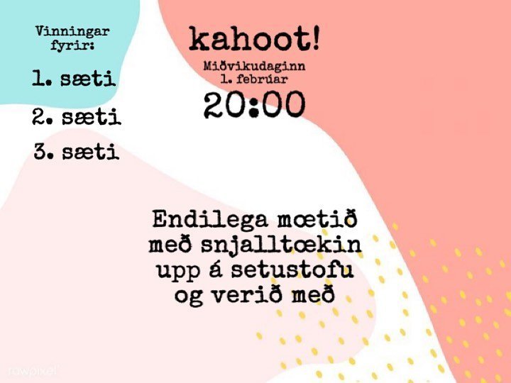 Kahoot á setustofunni 1. febrúar kl 20:00