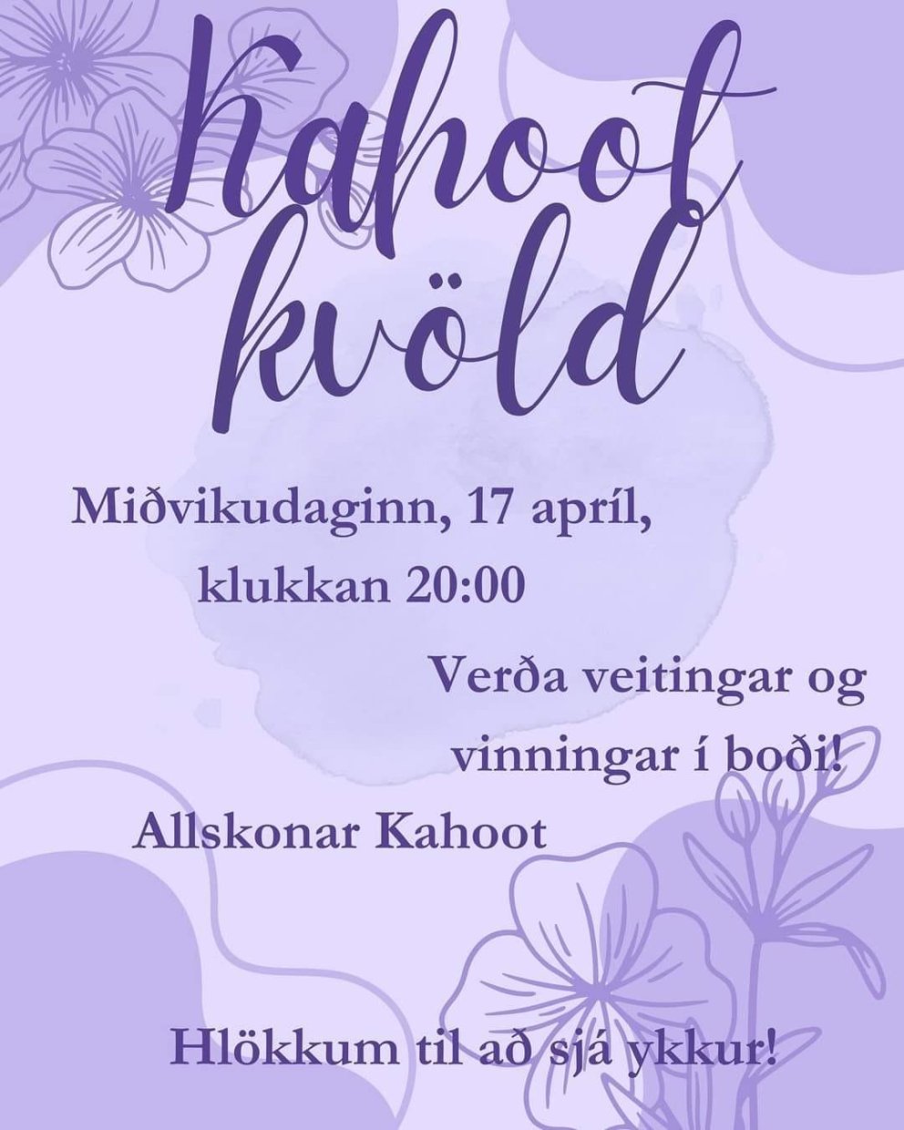 Kahoot á setustofunni 17. apríl kl. 20:00