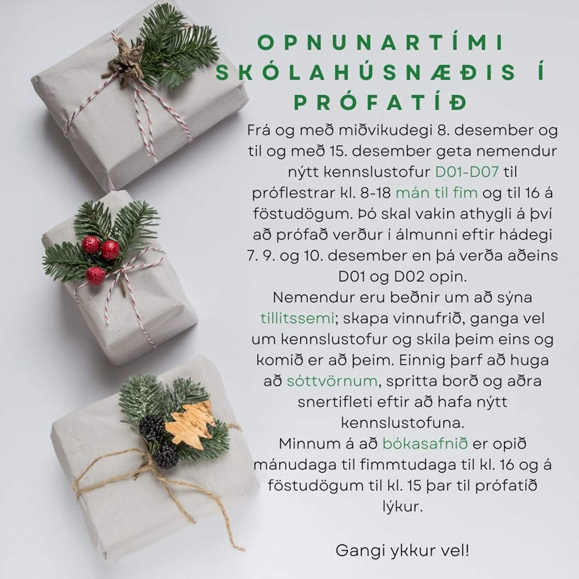 Aðstaða til próflesturs  í húsnæði VMA