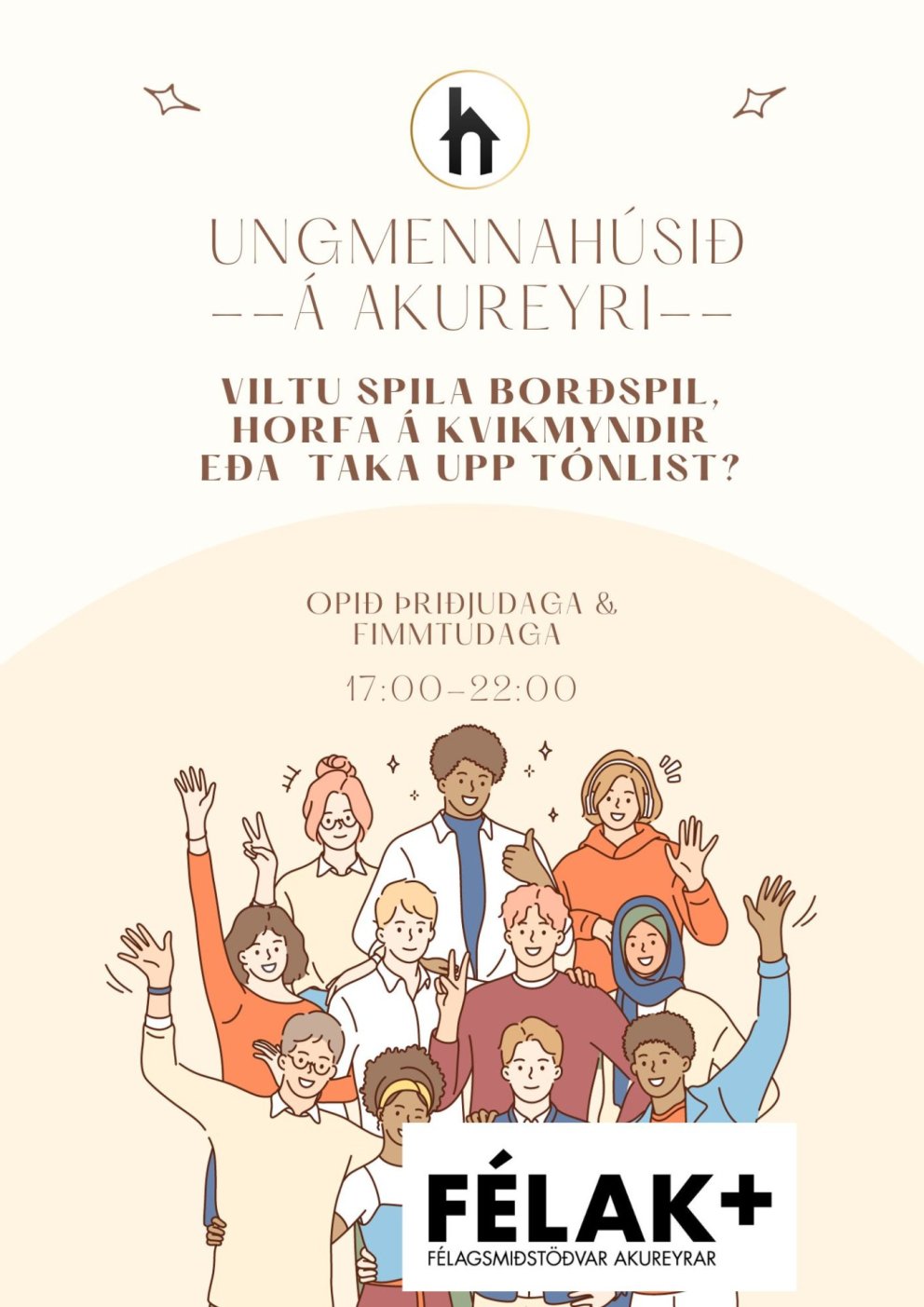 Ungmennahúsið á Akureyri er opið fyrir ungmenni á aldrinum 16-25 ára