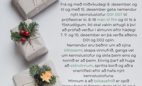 Aðstaða til próflesturs  í húsnæði VMA