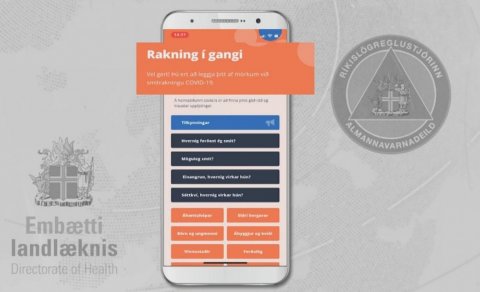 Minnum á grímuskyldu og rakningarappið